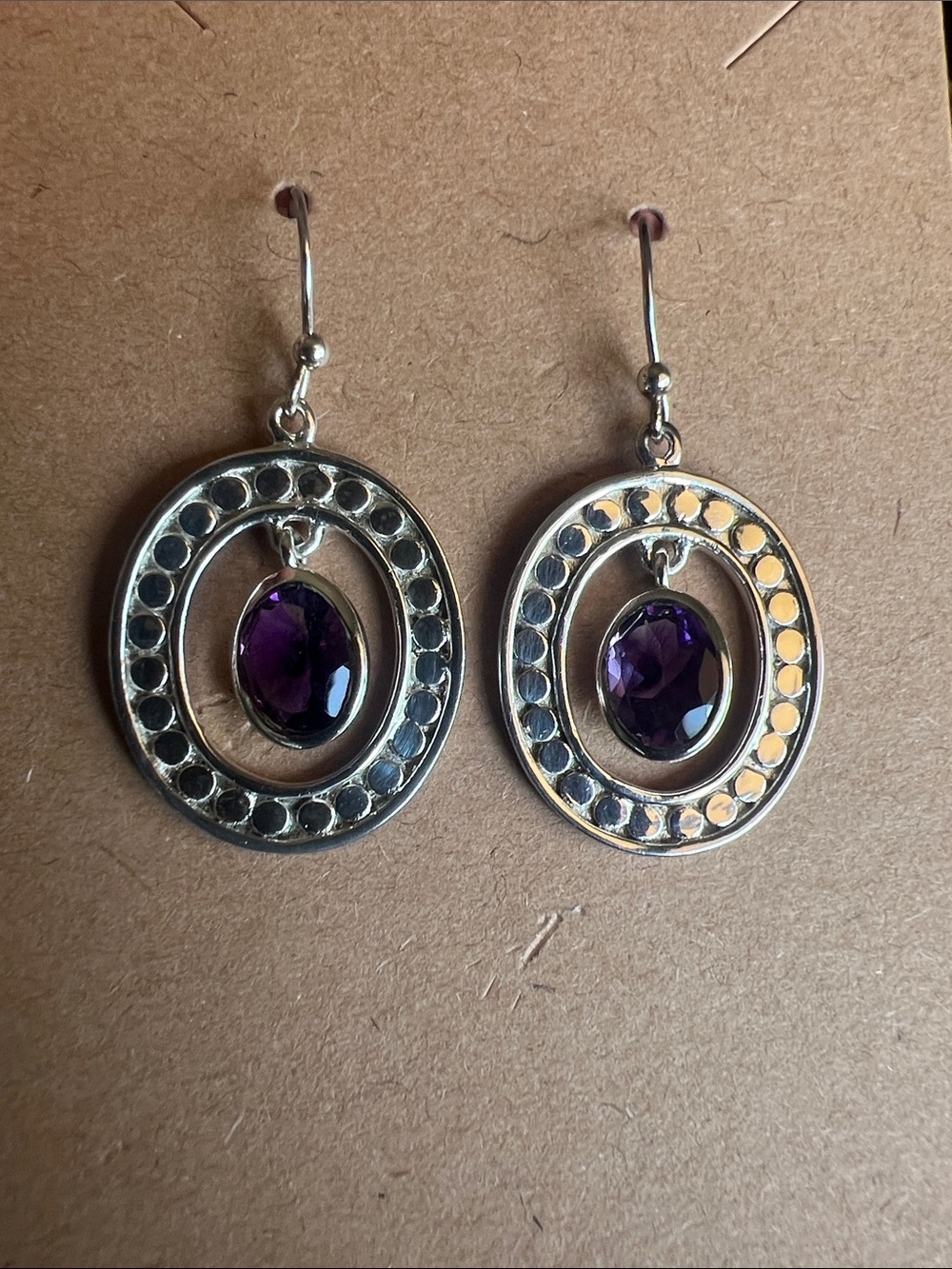 Sterling Silver Drop Earrings with Amethyst Gemstones